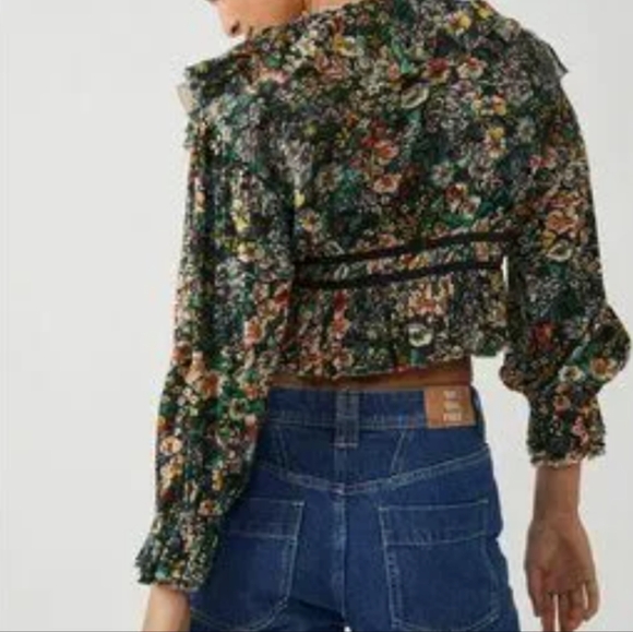 FREE PEOPLE Rudi Ruffle Top / Night Garden Combo - Picture 9 of 12